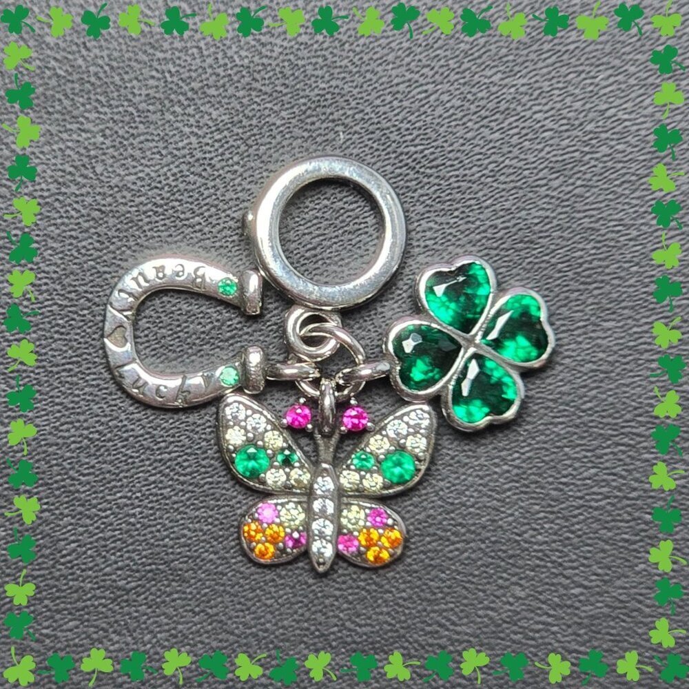 Lucky‎ Horseshoe, Butterfly, and Four-Leaf Clover Charm (NWOT)